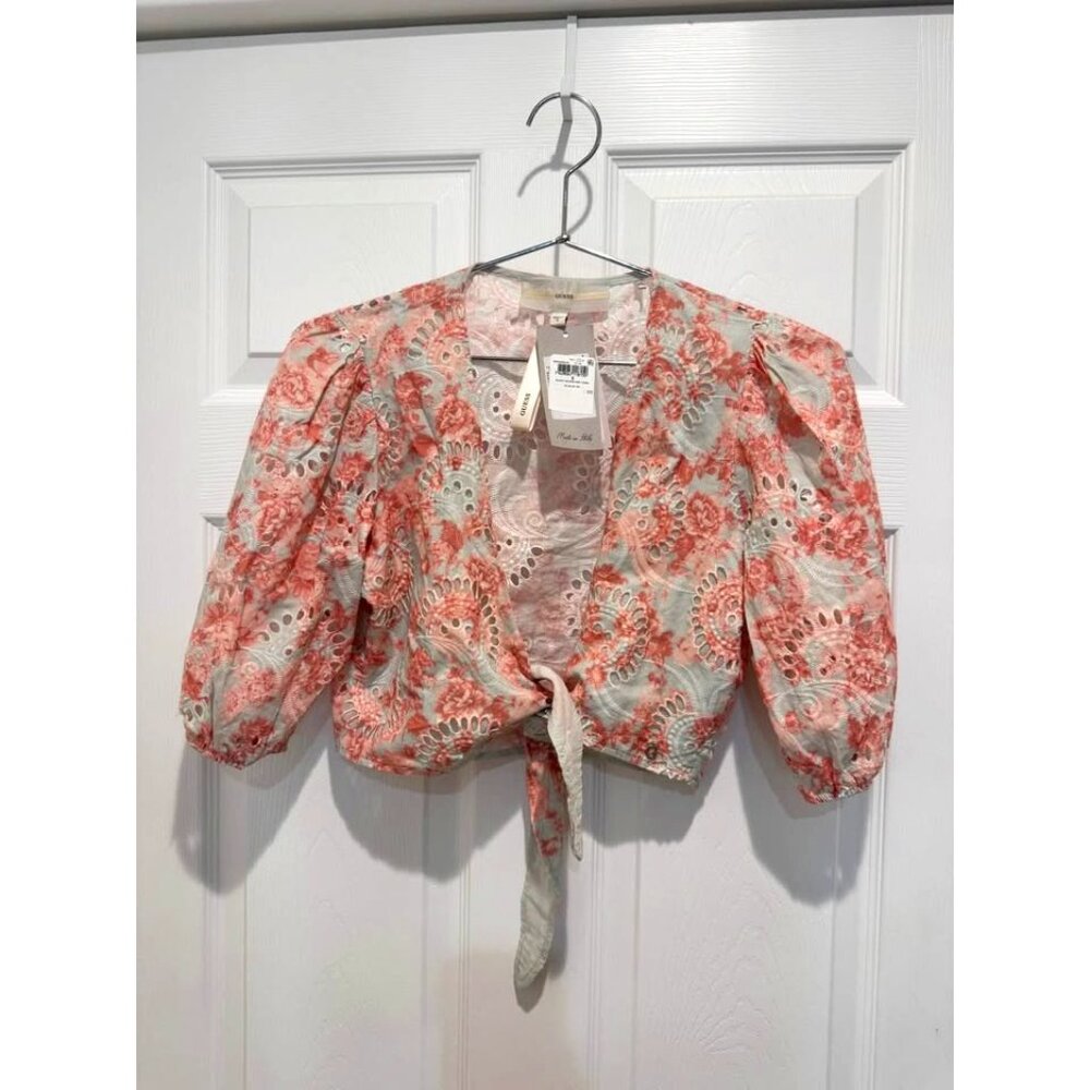 Guess Silvia Floral Tie Crop Top Sz Small NWT